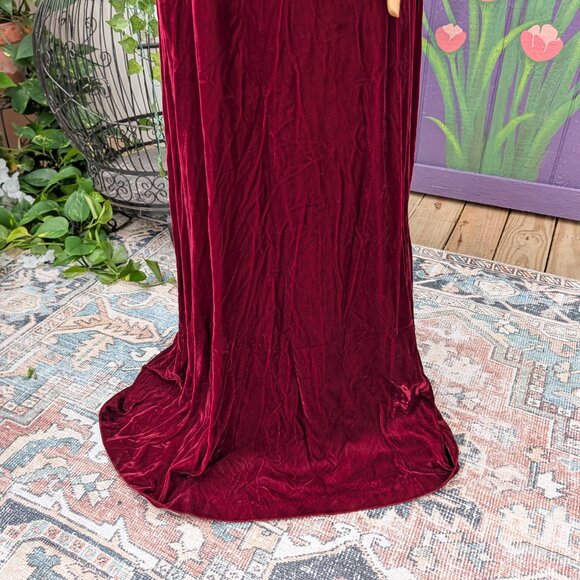 Vintage 1990's Dark Blood Red Velvet Backless Vampy Evening Gown By Jordan - Picture 9 of 15